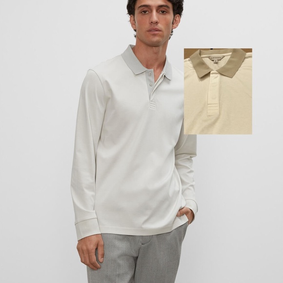 Refined Long Sleeve Polo -New With Tags -NEVER WORN - Off White